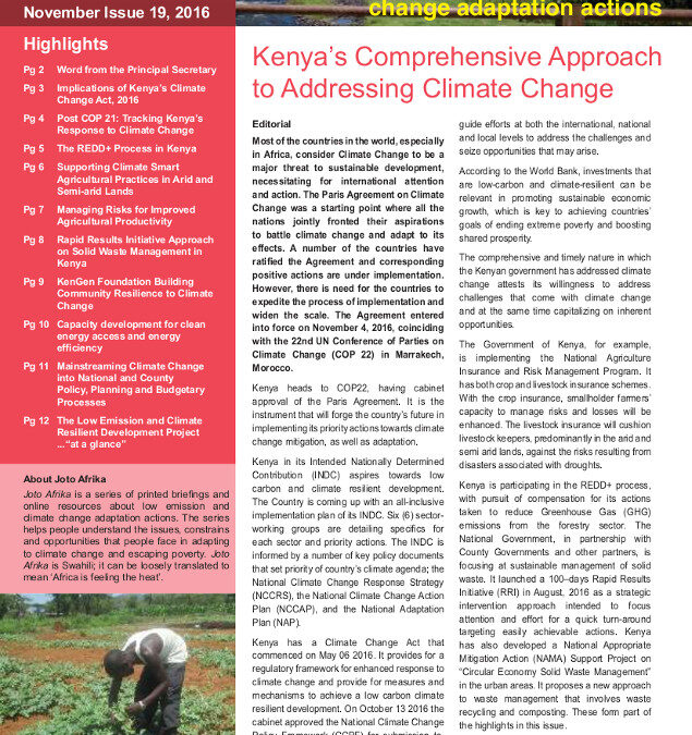Issue 19 – Kenyan government has addressed climate change